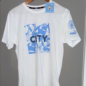 (NEW) Puma Manchester City White Graphic T-Shirt